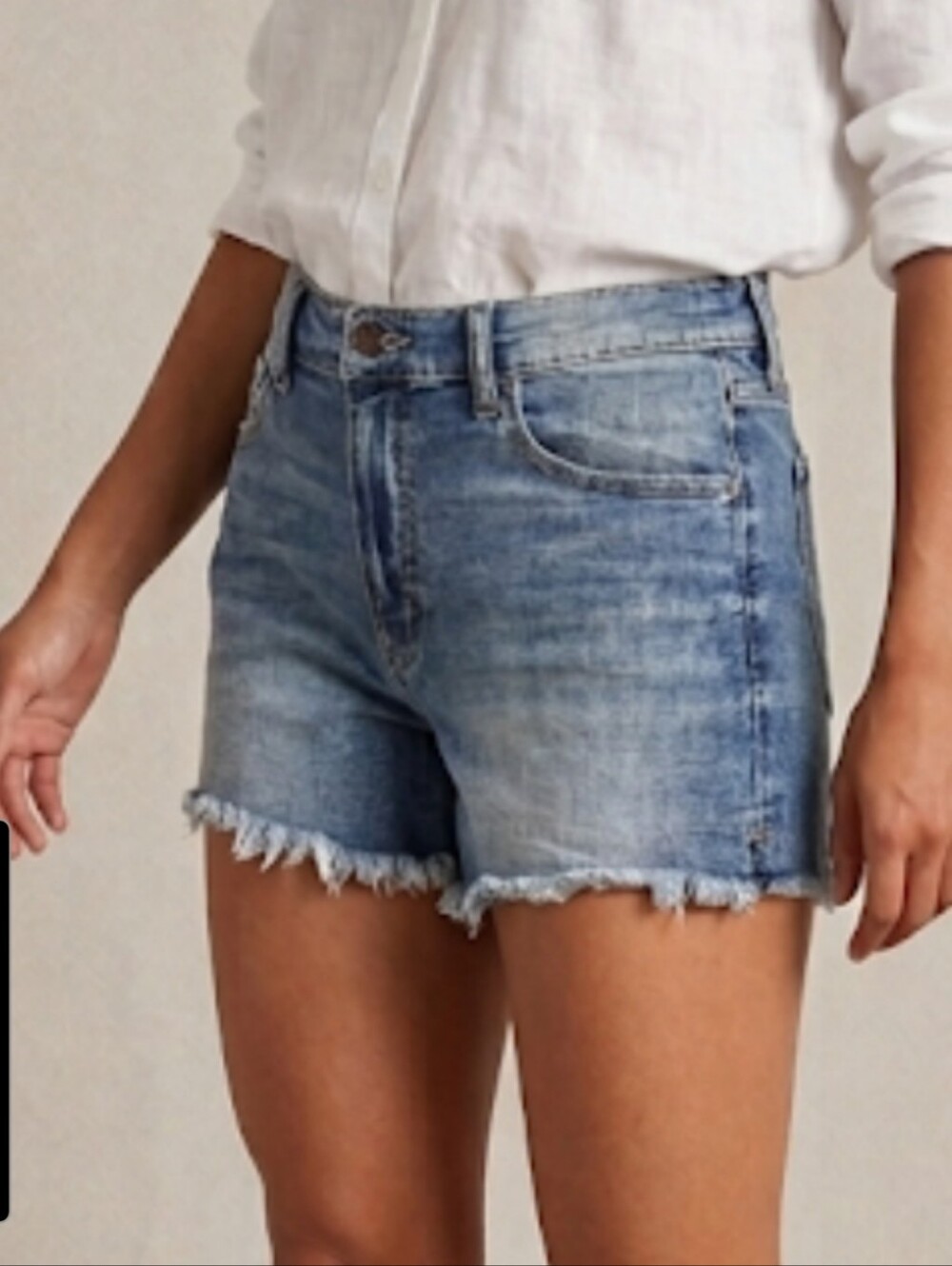 Pistola High Rise Frayed Hem Denim Shorts Medium Wash Size 30